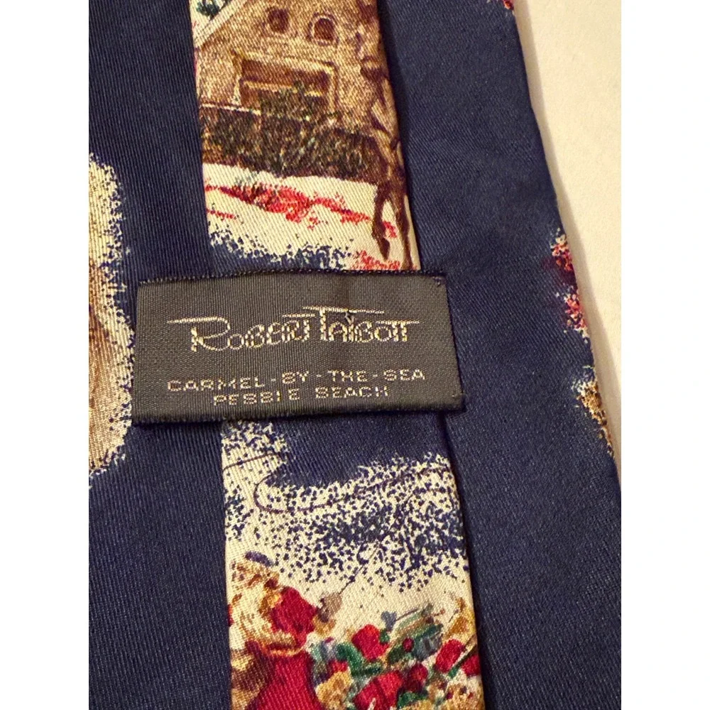 VTG Robert Talbott Carmel Valley Necktie Men Blue Victorian Christmas Santa Silk